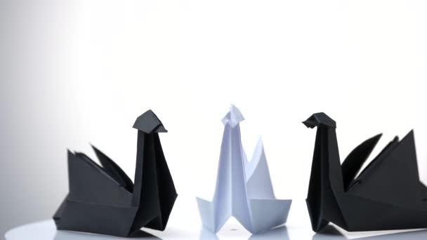 Three swans origami. - Footage, Video