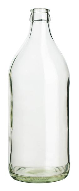 Bouteille en verre vide debout sur fond blanc
 - Photo, image