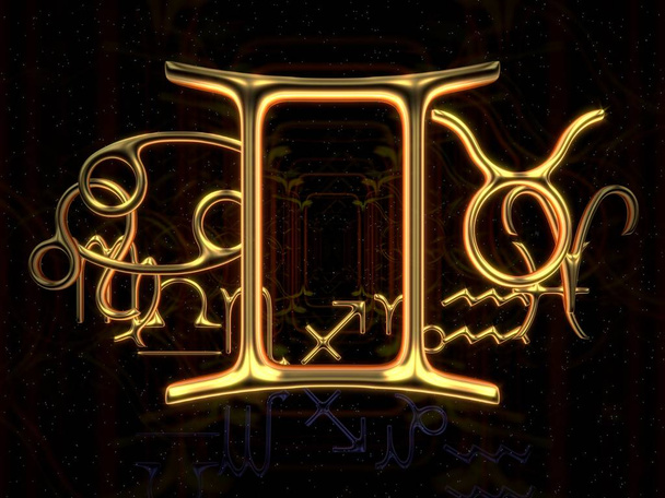 Знак зодиака - Близнецы, 3d иллюстрация
 - Фото, изображение