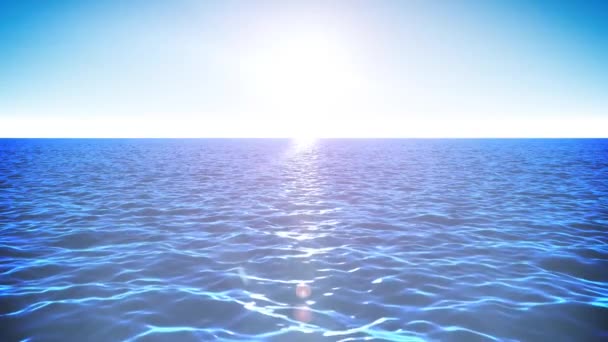 4k Summer Seascape Background Loop/ Animation of loopable summer sunrise ocean landscape with water waves texture and shining sun - Footage, Video