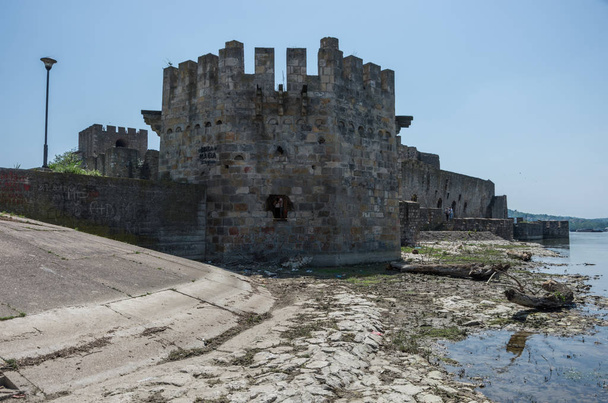 Su kulesi Semendire kale Smederevo, Sırbistan, Sırbistan Orta Çağ'da geçici başkenti oldu bir ortaçağ müstahkem şehir olduğunu. - Fotoğraf, Görsel