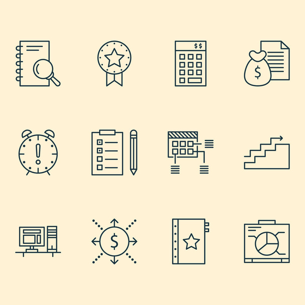 Management icons set with deadline, goal, project planning and other analysis elements. Isolated vector illustration management icons. - Vector, Image