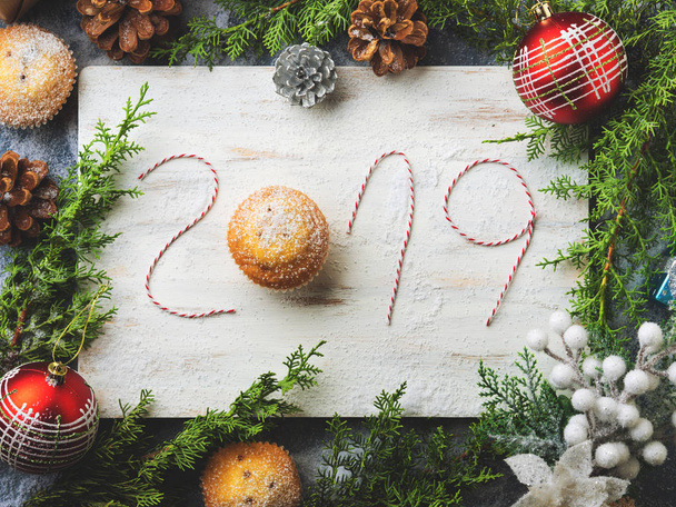 Gelukkig Nieuwjaar achtergrond met schriftelijke 2019 - Foto, afbeelding