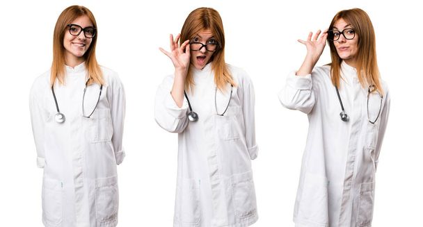 Set of Young doctor woman with glasses - Photo, Image