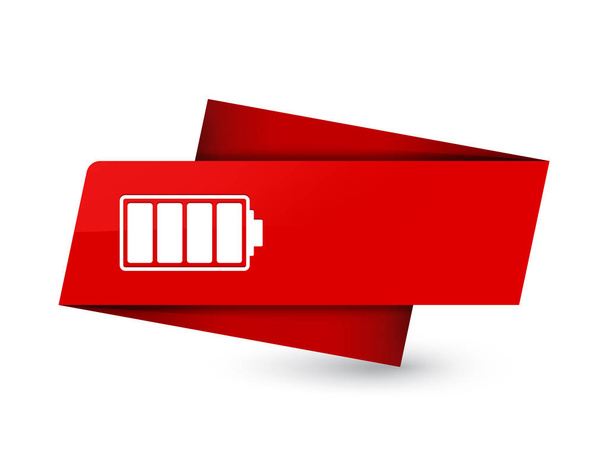 Icono de batería aislado en la ilustración abstracta de signo de etiqueta roja premium
 - Foto, imagen