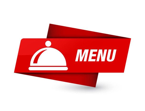 Μενού (εικονίδιο πιάτο φαγητό) απομονωμένα σε premium κόκκινης ετικέτας σημάδι αφηρημένη εικόνα - Φωτογραφία, εικόνα