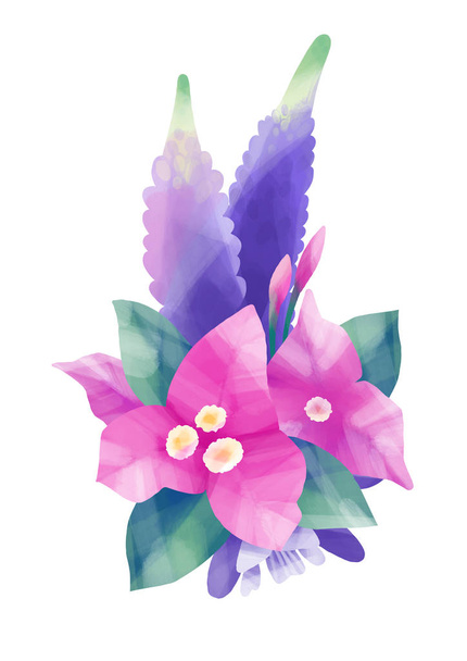 Gouache exotic floral design - Photo, Image