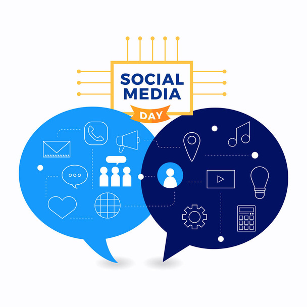Social Media Day Vector Illustration. Connecting people together with cutting-edge technology. - Vector, Image