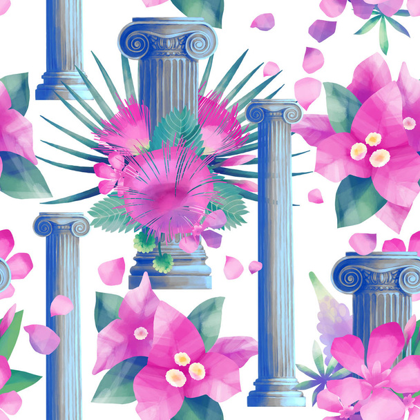 Дизайн с колоннами и цветами
 - Фото, изображение