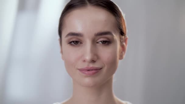 Healthy Face Skin. Beautiful Woman Touching Beauty Face  - Materiaali, video