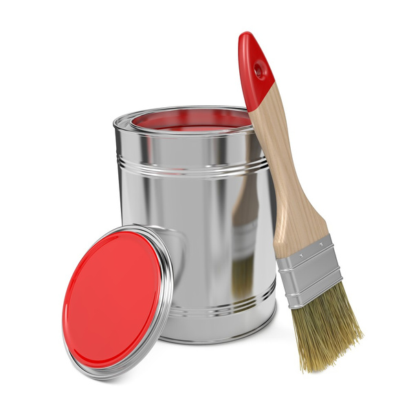 Paint Can and Paintbrush. - Fotoğraf, Görsel