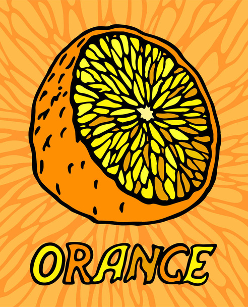 Decorative orange with text on beautiful background - Vector, imagen