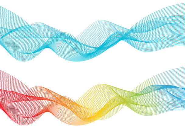 Абстрактный вектор гладкой цветовой волны. Иллюстрация синего движения кривого потока. Дизайн дыма. Векторные линии. - Вектор,изображение