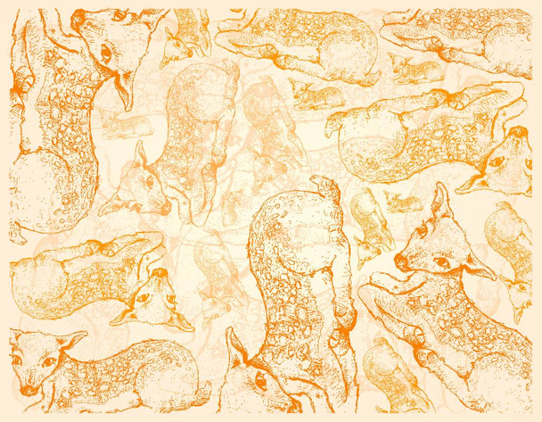 Őszi állat, illusztráció háttérkép háttérképek háttér a kézzel rajzolt a fakó szarvast. Szimbolikus állatok, hogy mutassa a jelek a ősszel szezonban.  - Fotó, kép
