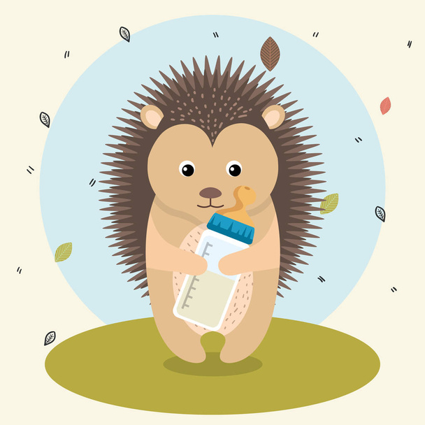 Baby-Duschkarte mit niedlichem Stachelschwein - Vektor, Bild