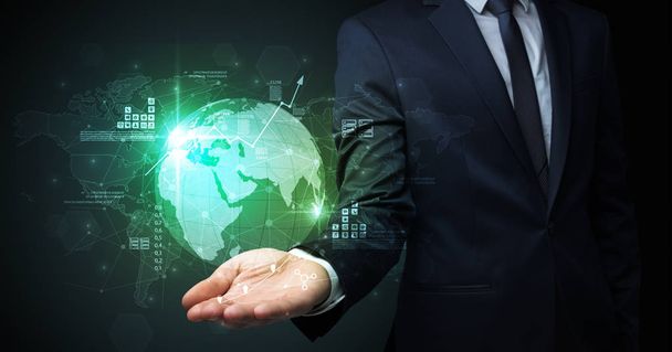 Global internet using concept with businessman - Foto, Imagen
