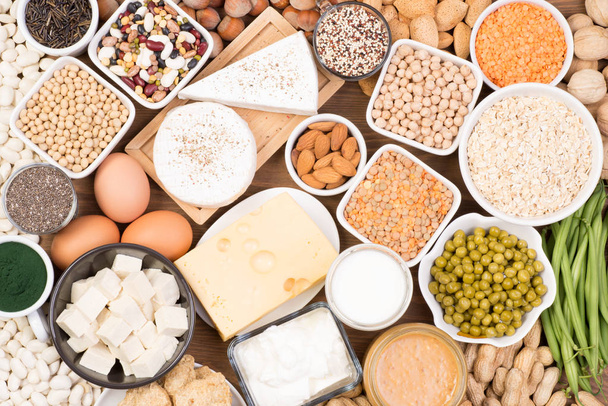 Protein in vegetarian diet. Food sources of vegetarian protein - Foto, imagen
