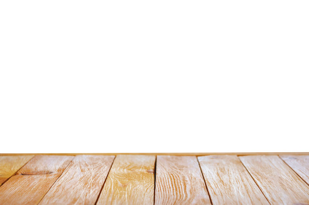 Wood Shelf or Table Top Isolated on White Background. Blank for Your Layout - Fotó, kép