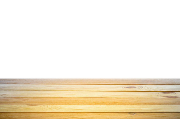 Wood Shelf or Table Top Isolated on White Background. Blank for Your Layout - Φωτογραφία, εικόνα