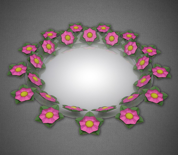 Double blossom elliptikus kártya motívuma szürke vászon - Fotó, kép