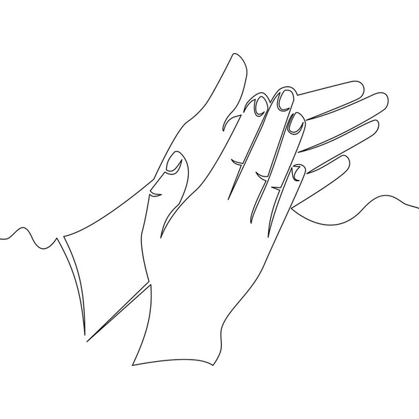 Ciągłego rysowania linii Palm oklaski wektor - Wektor, obraz
