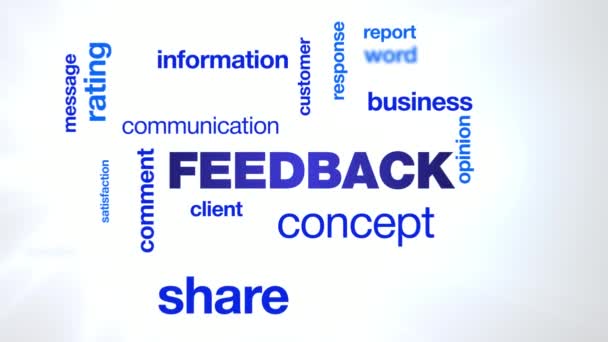 feedback concept commentaar communicatie klant bedrijven delen informatie client bericht advies geanimeerde word cloud achtergrond in uhd 4k 3840 2160 - Video