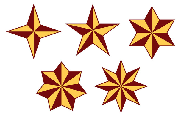 Serie di stelle - cinque stelle da quattro a otto braccia. Stelle per ogni desiderio
. - Vettoriali, immagini