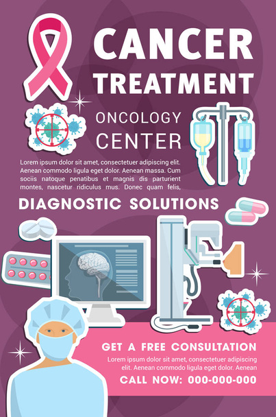 Oncology medicine poster with cancer chemotherapy - Vector, Image