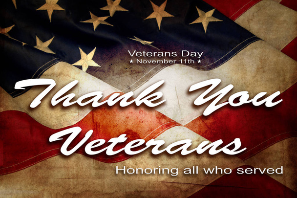 American flag. Veterans Day text - Foto, Imagen