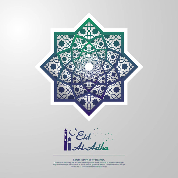 Projekt Islamskiej życzeniami Eid al Adha lub Fitr Mubarak. streszczenie mandali z elementem latarnia ornament i wiszące wzór. tło wektor ilustracja. - Wektor, obraz