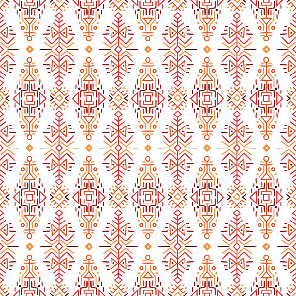 Vector Seamless Pattern in Ethnic Style. Creative tribal endless ornament, perfect for textile design, wrapping paper, wallpaper or site background. Trendy hand drawn boho tile. - Vector, Image