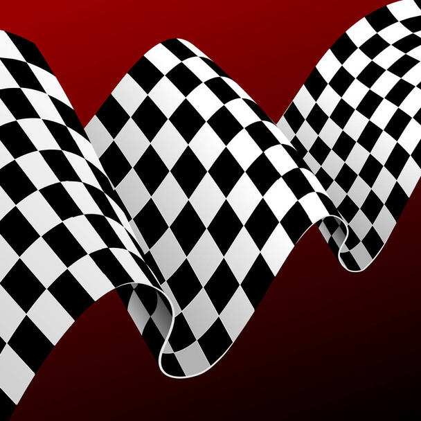 Realistic Detailed 3d Checkered Racing Flag Concept Card Background. Vector - Vektör, Görsel