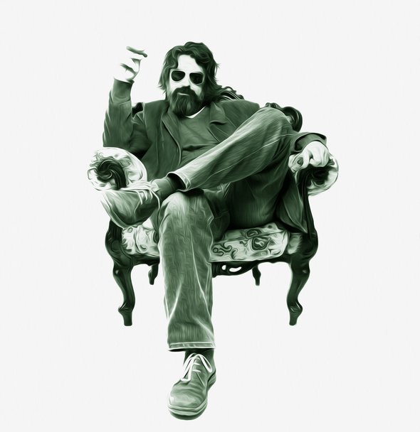 muž sedící v křesle, s doutníkem - Fotografie, Obrázek