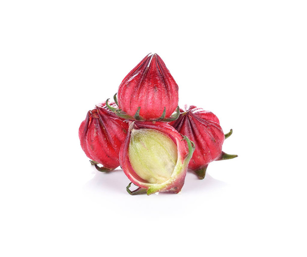 Hibiscus sabdariffa или розовые фрукты изолированы на белом фоне
 - Фото, изображение