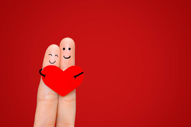 A couple in love. Fingers symbolizing lovers - Zdjęcie, obraz