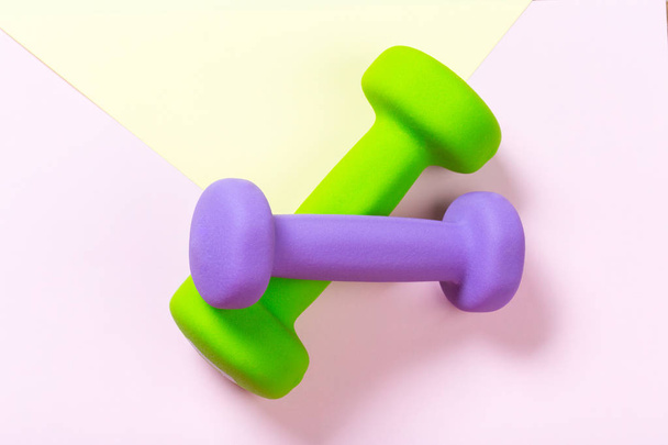 colorful dumbbells , sport concept  - Foto, imagen