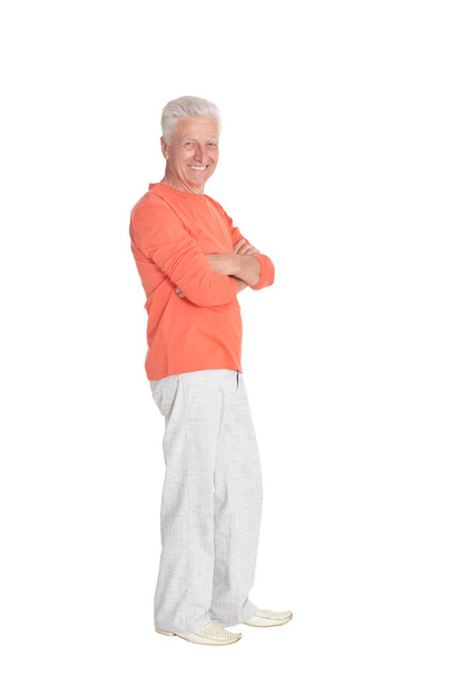 portrait of smiling  senior man isolated on white background - 写真・画像