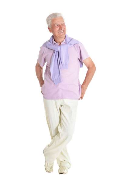portrait of  happy senior man posing  isolated on white background - Фото, изображение
