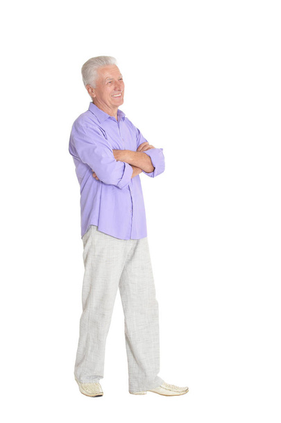 portrait of  happy senior man posing  isolated on white background - Fotoğraf, Görsel