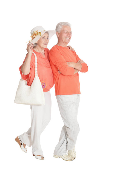 portrait of happy senior couple isolated on white background - Φωτογραφία, εικόνα