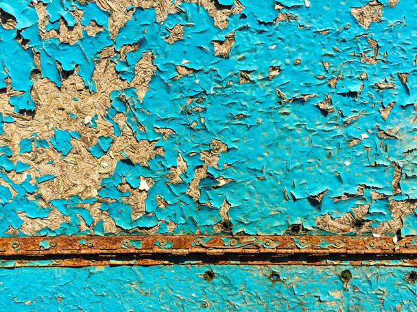 Μπλε φόντο ξύλινη με πελεκημένη χρώμα και σκουριά - Φωτογραφία, εικόνα