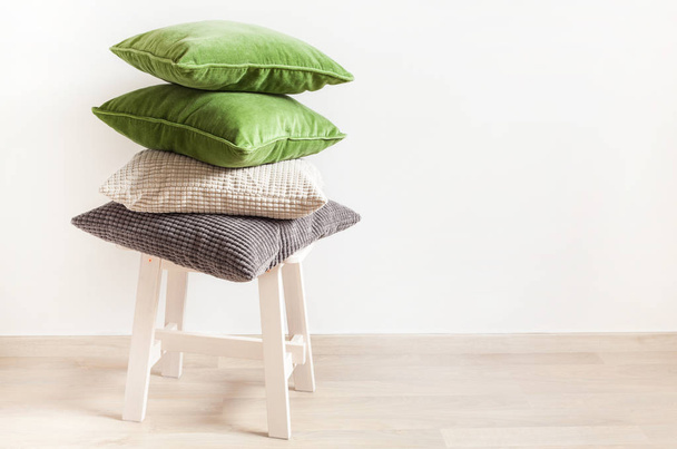 gray and green cushions cozy home - Фото, изображение