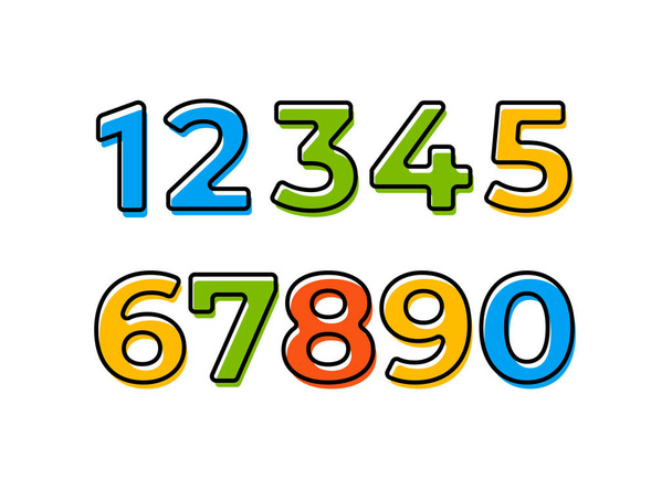 Satz von zehn Zahlen bilden null bis neun. Zahlen-Vektorlinie - Vektor, Bild