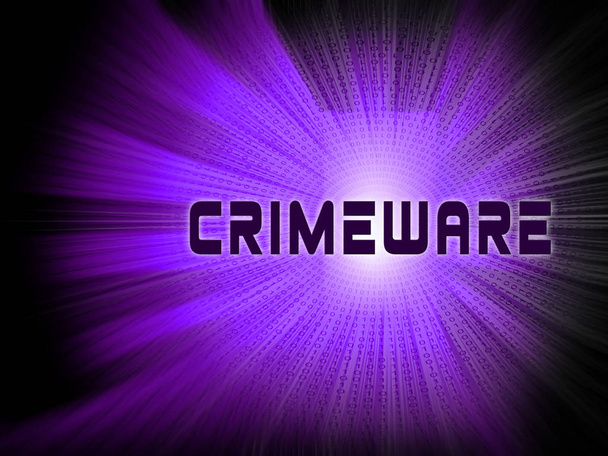 Crimeware digitale Cyber Hack exploiteren 3d illustratie toont computercriminaliteit en digitale kwaadaardige Malware op Internet of Computer - Foto, afbeelding