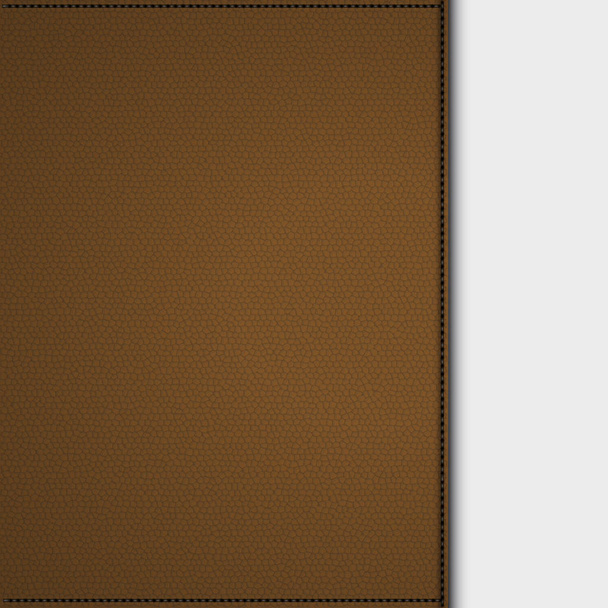 Brown Leather Panel with Stitching and Shadow on White Background - Vector, Image