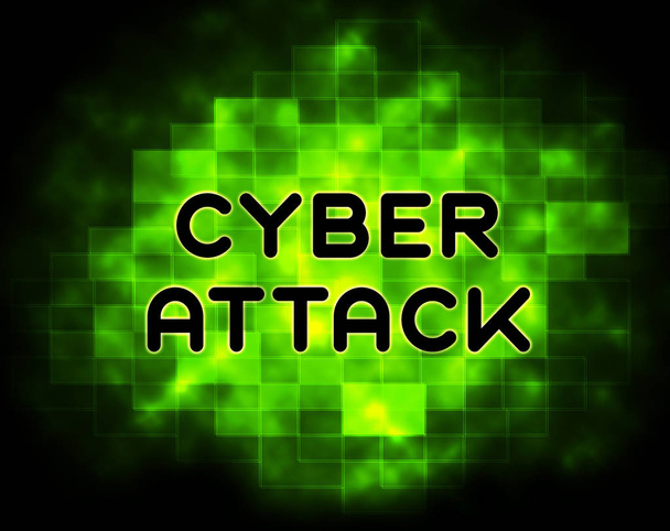 Cyberattack Malicious Cyber Hack Attack 2d Illustration muestra advertencia de hacker de spyware en Internet contra virus virtuales
 - Foto, imagen