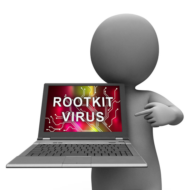 Rootkit вірус кібер-злочинець шпигунське програмне забезпечення 3d рендеринга показує кримінального злому зупинити шпигунські загрози вразливості - Фото, зображення