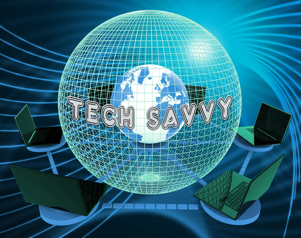 Tech Savvy digitale computerexpert 3d Rendering betekent Hitech Smart professionele technische Expertise - Foto, afbeelding