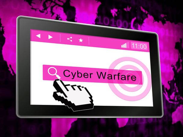 Επίθεση Hacking του πολέμου στον κυβερνοχώρο απειλή 3d απεικόνιση δείχνει κυβέρνηση επιτήρηση του Διαδικτύου ή μυστική στόχευση σε απευθείας σύνδεση - Φωτογραφία, εικόνα