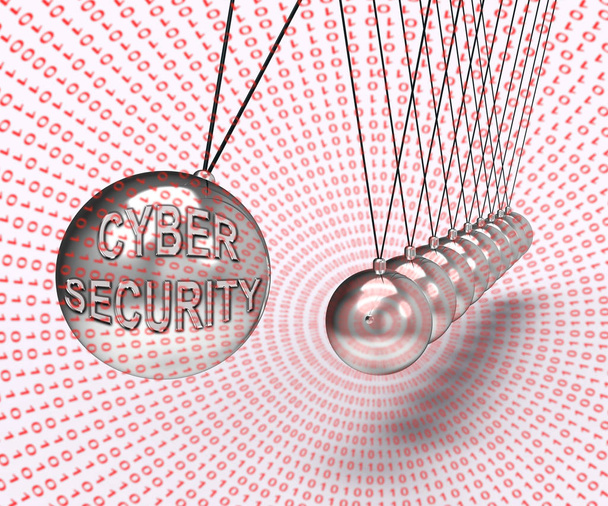 Cybersecurity zámek digitální ohrožení zabezpečení vykreslování 3d ukazuje soukromí plot proti nebezpečným nebo systému hackery - Fotografie, Obrázek